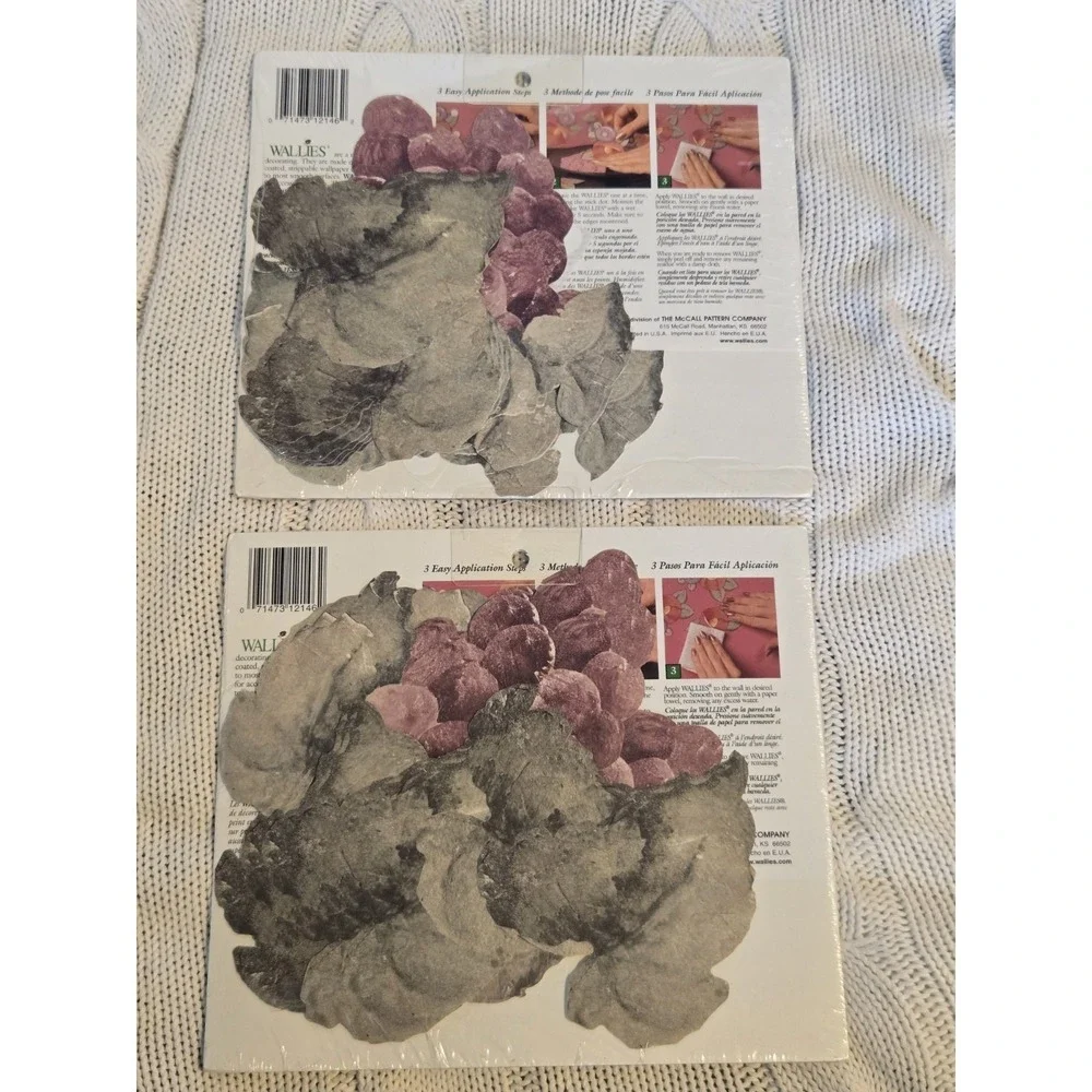 Lot of 2 Wallies Tuscan Grapes Wallpaper Cutouts #12146 New Sealed Pre-Pasted